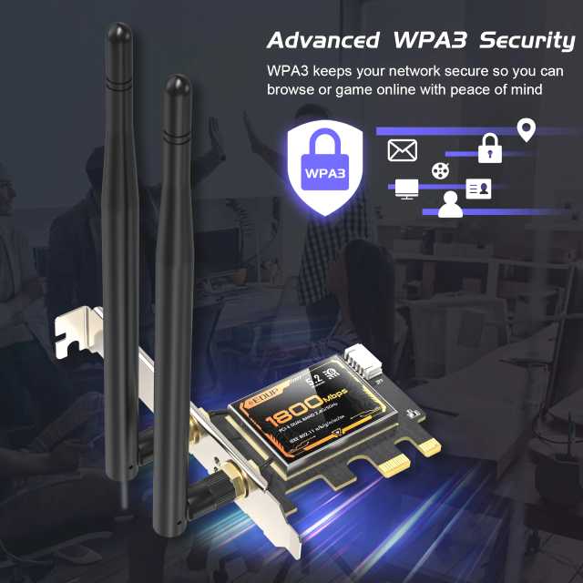 BRAINZAP 1800 Mbit/s PCIe PCI-Express WLAN Karte WiFi 6 2,4/5/ GHz Dual -Band AX1800 Netzwerkkarte PC 802.11ax/ac/a/b/g/n Bluetooth 5.2