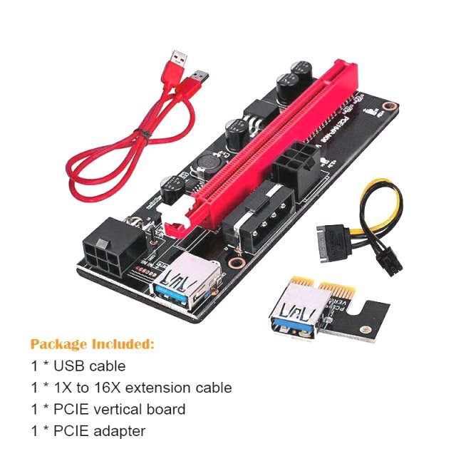 BRAINZAP PCI-Express Riser Ver009S Mining Karte Adapter x1 auf x16 USB 3.0 Mining Ver009S