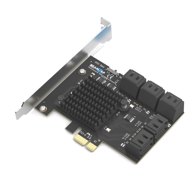 BRAINZAP 10 Port PCIe x1 zu SATA III / SATA 3 6 GBIT/s Erweiterungskarte Karte PCI-Express PCI-E ASMedia ASM1061 JMicron JMB575 