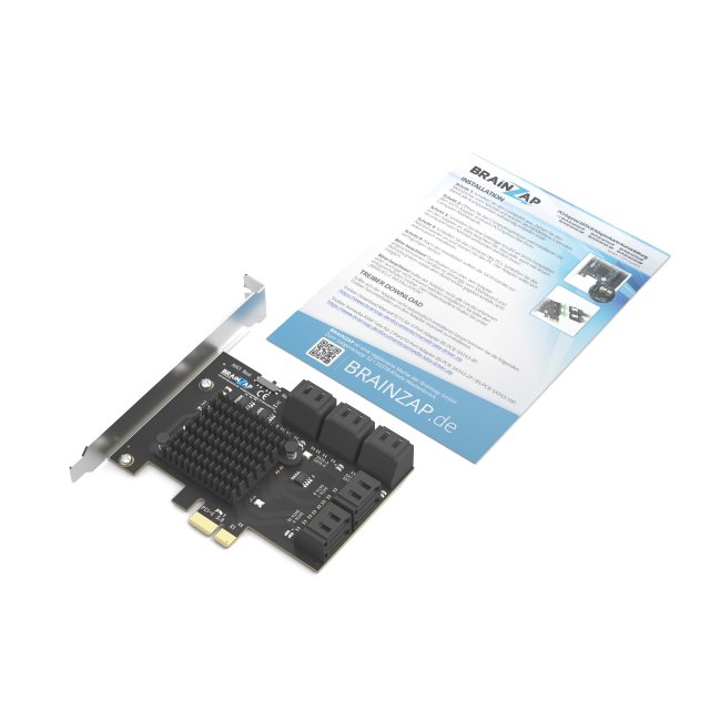 BRAINZAP 10 Port PCIe x1 zu SATA III / SATA 3 6 GBIT/s Erweiterungskarte Karte PCI-Express PCI-E ASMedia ASM1061 JMicron JMB575 