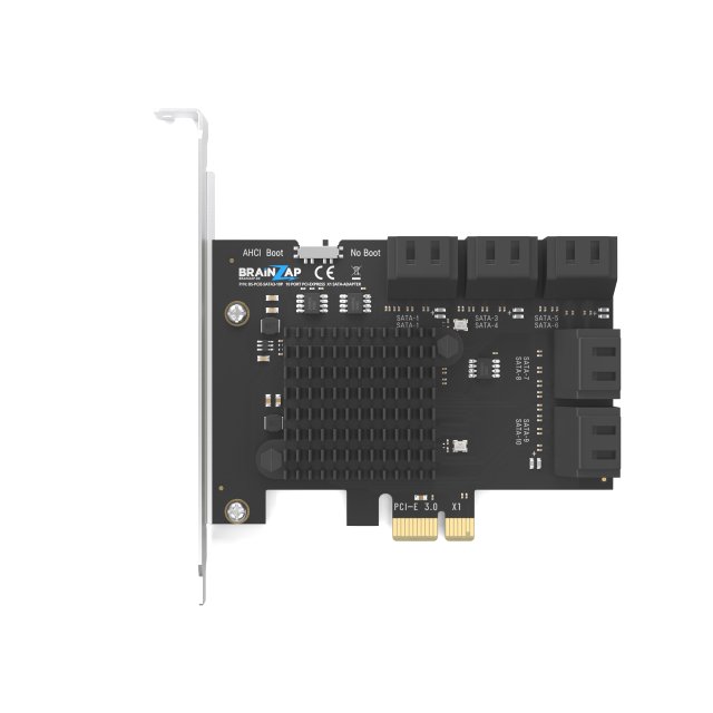 BRAINZAP 10 Port PCIe x1 zu SATA III / SATA 3 6 GBIT/s Erweiterungskarte Karte PCI-Express PCI-E ASMedia ASM1061 JMicron JMB575 