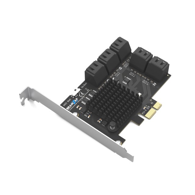 BRAINZAP 10 Port PCIe x1 zu SATA III / SATA 3 6 GBIT/s Erweiterungskarte Karte PCI-Express PCI-E ASMedia ASM1061 JMicron JMB575 