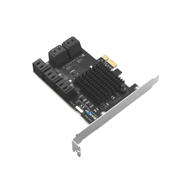 BRAINZAP 10 Port PCIe x1 zu SATA III / SATA 3 6 GBIT/s Erweiterungskarte Karte PCI-Express PCI-E ASMedia ASM1061 JMicron JMB575 