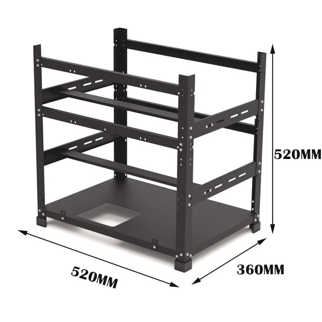 BRAINZAP 12 GPU Open Air Ctypto Mining - Case / Frame / Rig / Bracket / Halterung Metall Schwarz