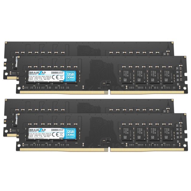 BRAINZAP 128GB DDR4 RAM DIMM PC4-2666V 2Rx8 2666 MHz 1.2V CL19 Computer PC Arbeitsspeicher (4x 32GB)