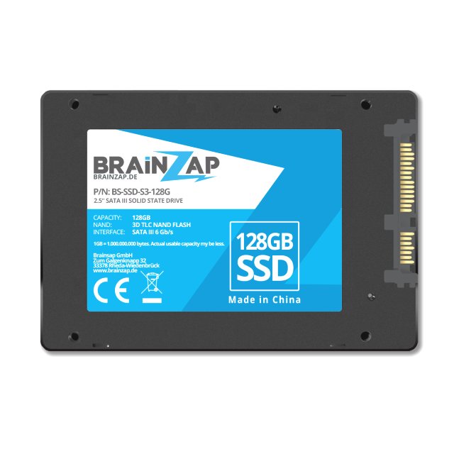 BRAINZAP 128GB SATA III 2.5 Zoll SSD 6 GBit/s - 500MB/s Lesen 400MB/s Schreiben Solid State Drive