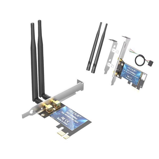 BRAINZAP 1300 Mbit/s PCIe PCI-Express WLAN Karte WiFi 2,4/5 GHz Dual-Band Netzwerkkarte PC 802.11ac/b/g/n Bluetooth 4.0