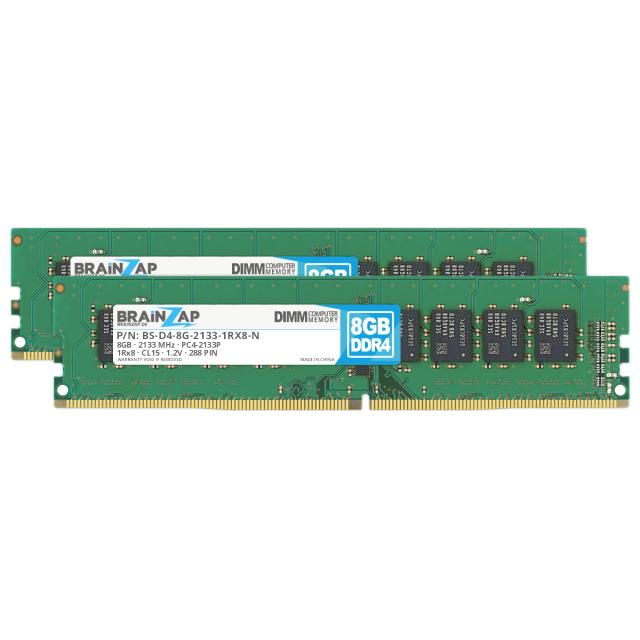 BRAINZAP 16GB (2x 8GB) DDR4 RAM DIMM PC4-2133P  1Rx8 2133 MHz 1.2V CL15 Computer PC Arbeitsspeicher