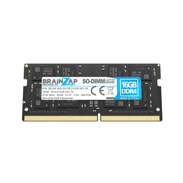 BRAINZAP 16GB DDR4 RAM SO-DIMM PC4-2133P-SE1-10 2Rx8 2133 MHz 1.2V CL15 Notebook Laptop Arbeitsspeicher Unbuffered Non-ECC