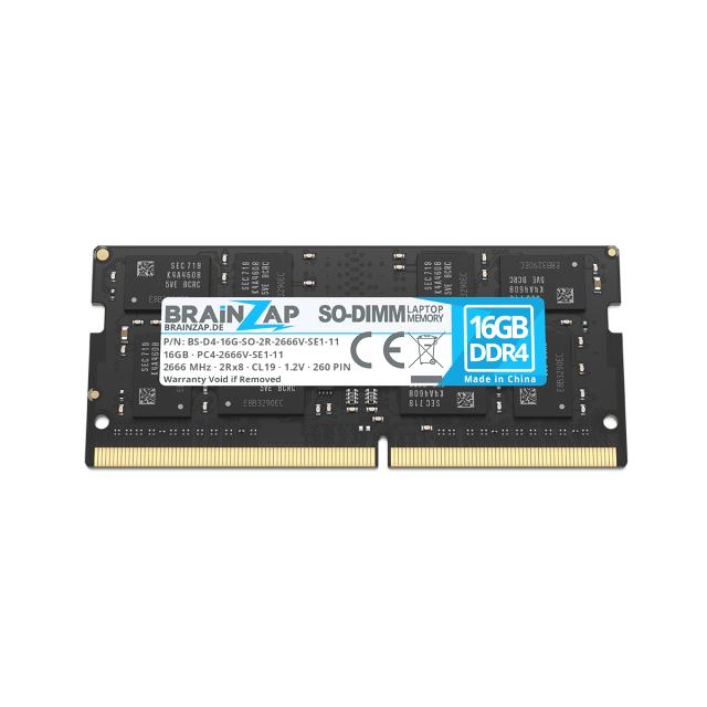 BRAINZAP 16GB DDR4 RAM SO-DIMM PC4-2666V-SE1-11 2Rx8 2666 MHz 1.2V CL19 Notebook Laptop Arbeitsspeicher Unbuffered Non-ECC