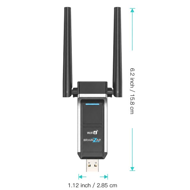 BRAINZAP 1800 Mbps USB 3.0 Dual-Band WIFI 6 WLAN Stick Adapter AX1800 802.11ax 2,4/5,8G 802.11ax/ac/a/b/g/n RTL8832BU