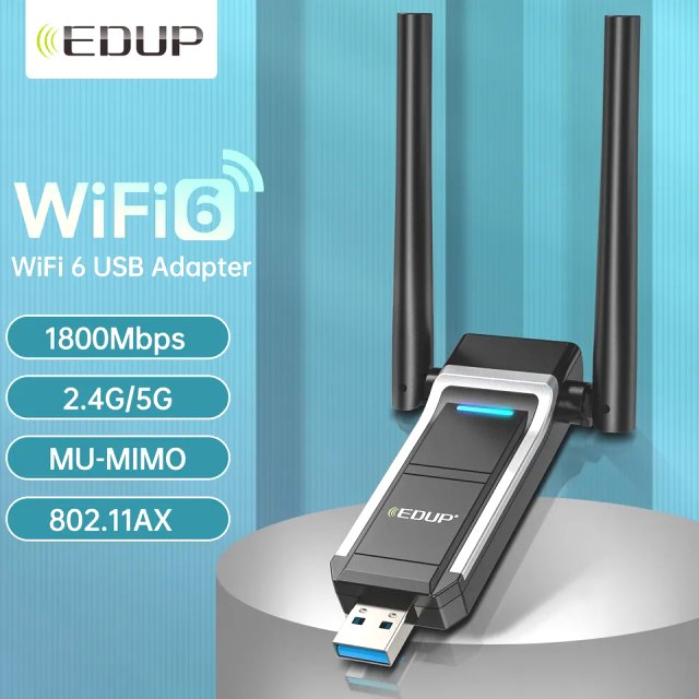 BRAINZAP 1800 Mbps USB 3.0 Dual-Band WIFI 6 WLAN Stick Adapter AX1800 802.11ax 2,4/5,8G 802.11ax/ac/a/b/g/n RTL8832BU