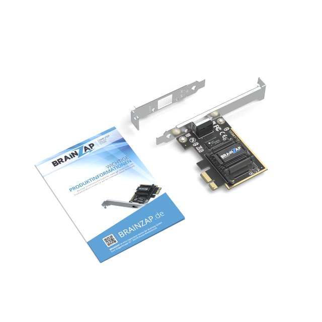 BRAINZAP 2.5 Gbit/s PCIe PCI-Express High-Speed LAN Adapter Netzwerk Karte Realtek RTL8125B 10/100/1000 Mbits