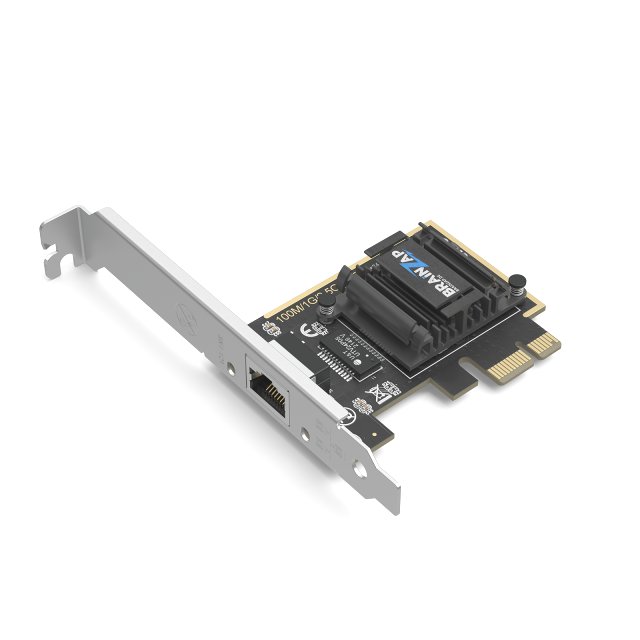 BRAINZAP 2.5 Gbit/s PCIe PCI-Express High-Speed LAN Adapter Netzwerk Karte Realtek RTL8125B 10/100/1000 Mbits