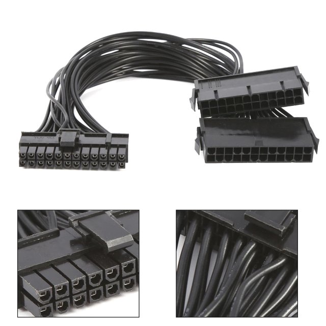 BRAINZAP 24-POL Dual Doppel PSU Netzteil Adapter Extender Splitter Kabel 20+4 Pin 30cm für Mining