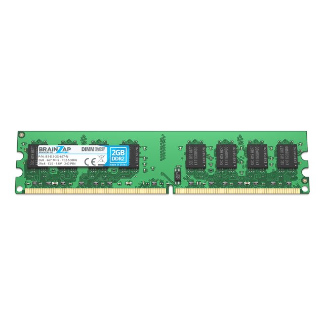 BRAINZAP 2GB DDR2 RAM DIMM PC2-5300U 2Rx8 667 MHz 1.8V CL5 Computer PC Arbeitsspeicher