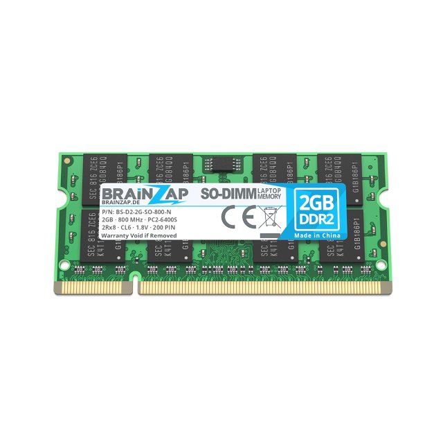 BRAINZAP 2GB DDR2 RAM SO-DIMM PC2-6400S 2Rx8 800 MHz 1.8V CL6 Notebook Laptop Arbeitsspeicher