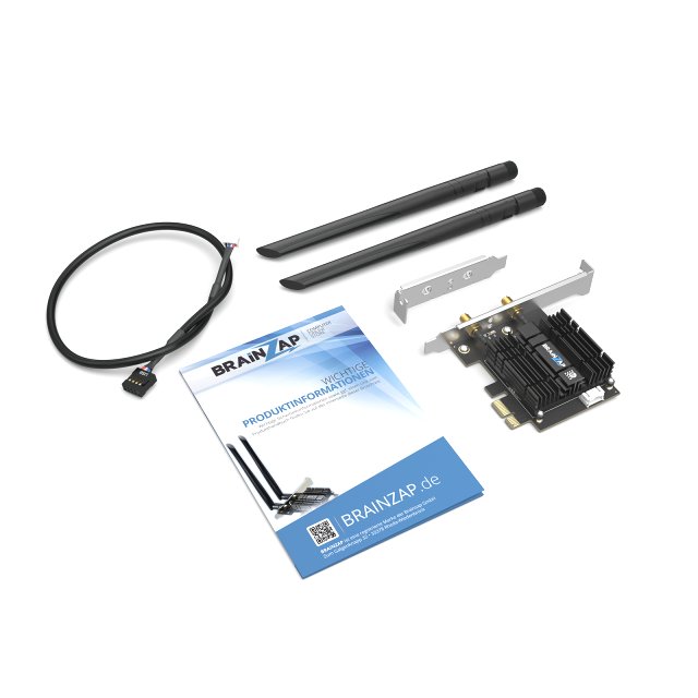 BRAINZAP 5400 Mbit/s PCIe PCI-Express WLAN Karte WiFi 6 E 2,4/5/6 GHz Tri-Band Intel AX210 Netzwerkkarte PC 802.11ax/ac/a/b/g/n Bluetooth 5.2