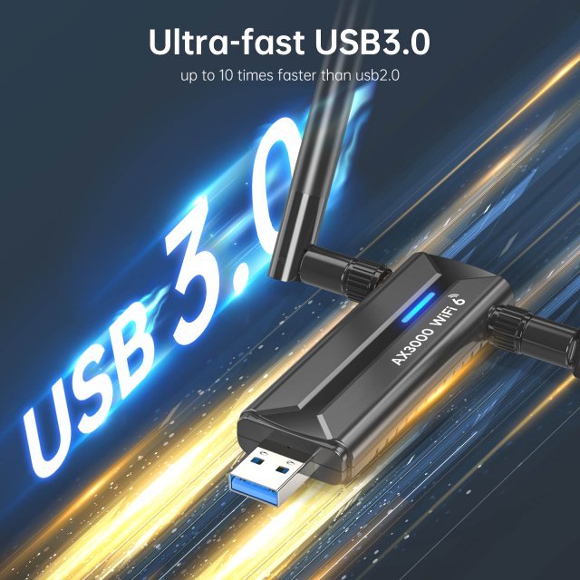 BRAINZAP 3000 Mbps USB 3.0 Tri-Band/Dual-Band WIFI 6 WLAN Stick Adapter AX3000 802.11ax 2,4/5,8G/6,0G 802.11ax/ac/a/b/g/n