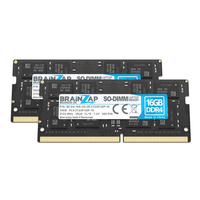 BRAINZAP 32GB (2x 16GB) DDR4 RAM SO-DIMM PC4-2133P-SEP-10 2Rx8 2133 MHz 1.2V CL15 Notebook Laptop Arbeitsspeicher Unbuffered Non-ECC