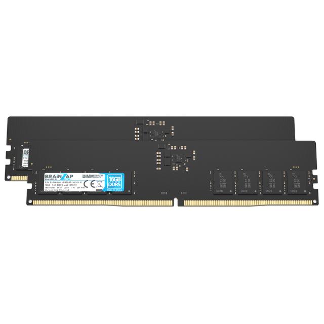 BRAINZAP 32GB (2x 16GB) DDR5 RAM DIMM PC5-4800B-UA0-1010-XT 1Rx8 4800 MHz 1.1V CL40 Computer PC Arbeitsspeicher Unbuffered On-Die ECC