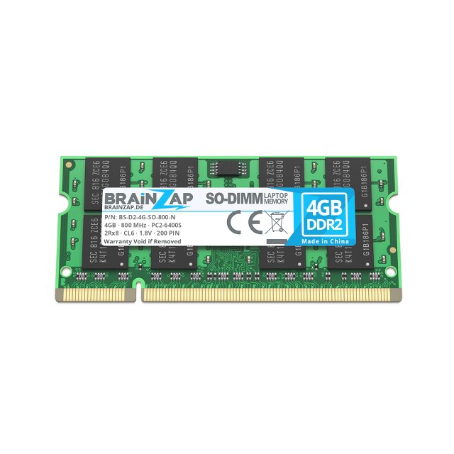 BRAINZAP 4GB DDR2 RAM SO-DIMM PC2-6400S 2Rx8 800 MHz 1.8V CL6 Notebook Laptop Arbeitsspeicher