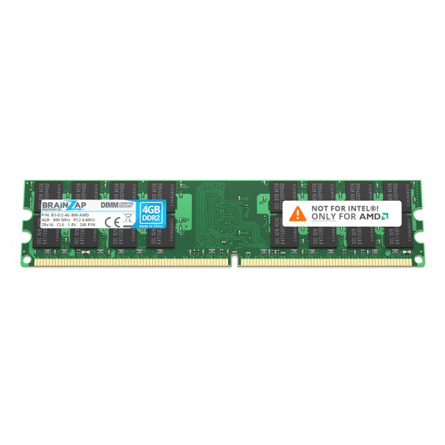 BRAINZAP 4GB DDR2 RAM DIMM PC2-6400U 2Rx4 800 MHz 1.8V CL6 AMD PC Arbeitsspeicher