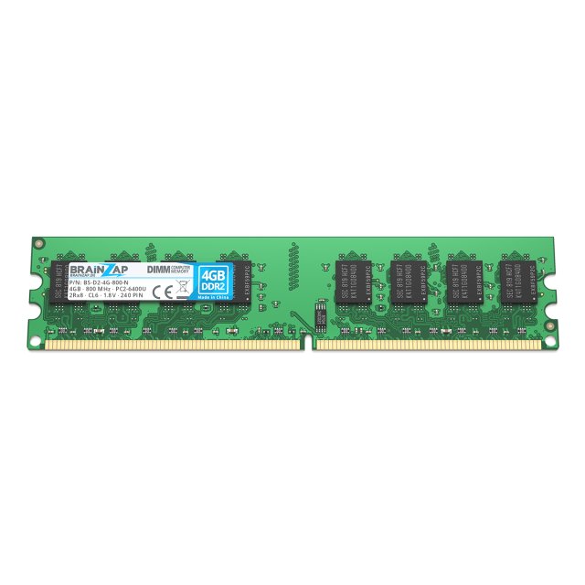 BRAINZAP 4GB DDR2 RAM DIMM PC2-6400U 2Rx8 800 MHz 1.8V CL6 Computer PC Arbeitsspeicher
