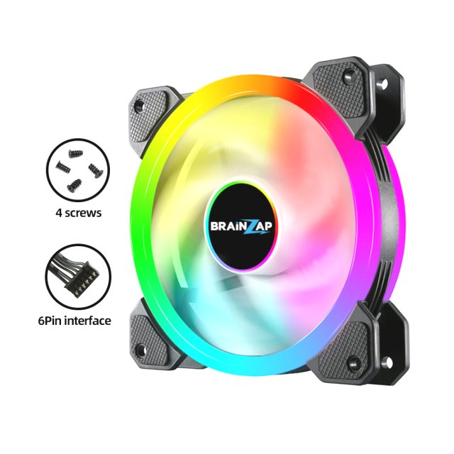 BRAINZAP 5x 120mm LED A-RGB Case Fan SET Gehäuse Lüfter Aura Asus Asrock MSI Gigabyte Music-Sync Coolmoon