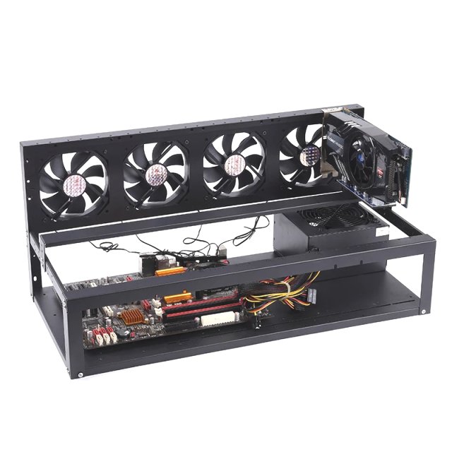 BRAINZAP 6 GPU Open Air Ctypto Mining - Case / Frame / Rig / Bracket / Halterung Metall Schwarz