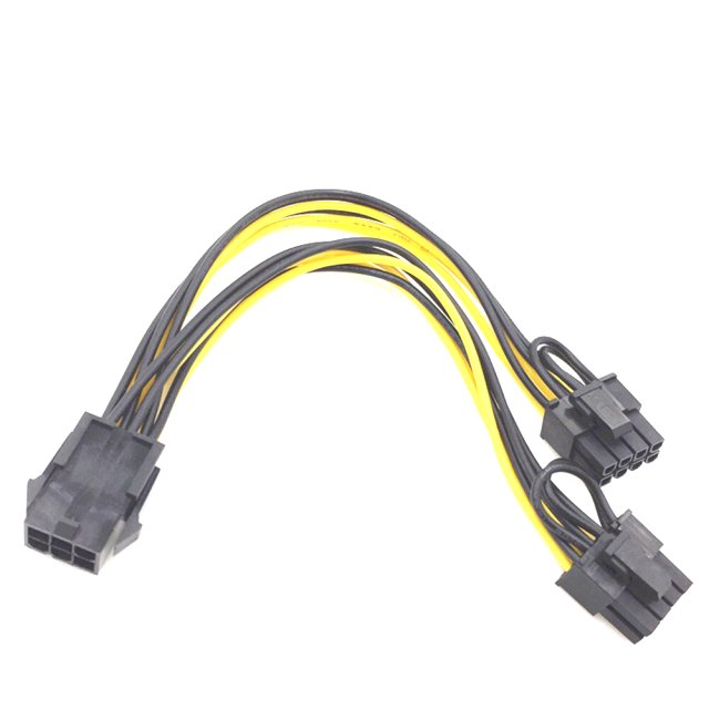 BRAINZAP 18AWG 20cm 6-PIN PCI-Express PCIe zu 2x 6+2 PIN / 8 PIN PCI-E Splitter Kabel Adapter für Mining