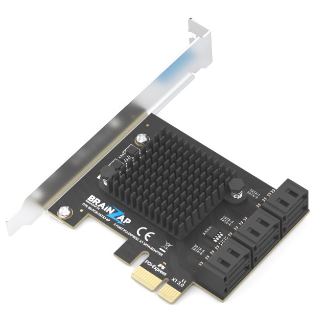 BRAINZAP 6 Port PCIe x1 zu SATA III / SATA 3 6 GBIT/s Erweiterungskarte Karte PCI-Express PCI-E ASMedia ASM1166