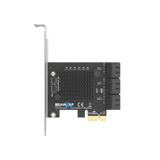 BRAINZAP 6 Port PCIe x1 zu SATA III / SATA 3 6 GBIT/s Erweiterungskarte Karte PCI-Express PCI-E ASMedia ASM1166