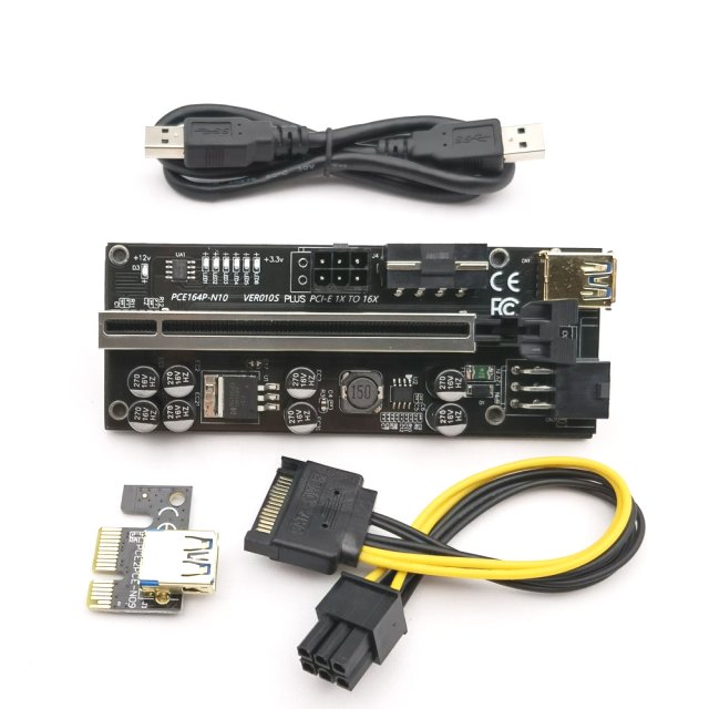 6er Pack BRAINZAP PCI-Express Riser Ver010S Plus Mining Karte Adapter x1 auf x16 USB 3.0 Mining V010s