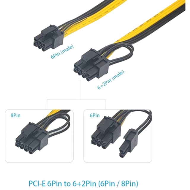 BRAINZAP 6x PCI-E 6-Pin auf 8-Pin (6+2-Pin) 50cm Kabel für HP Breakout Board Mining 18AWG