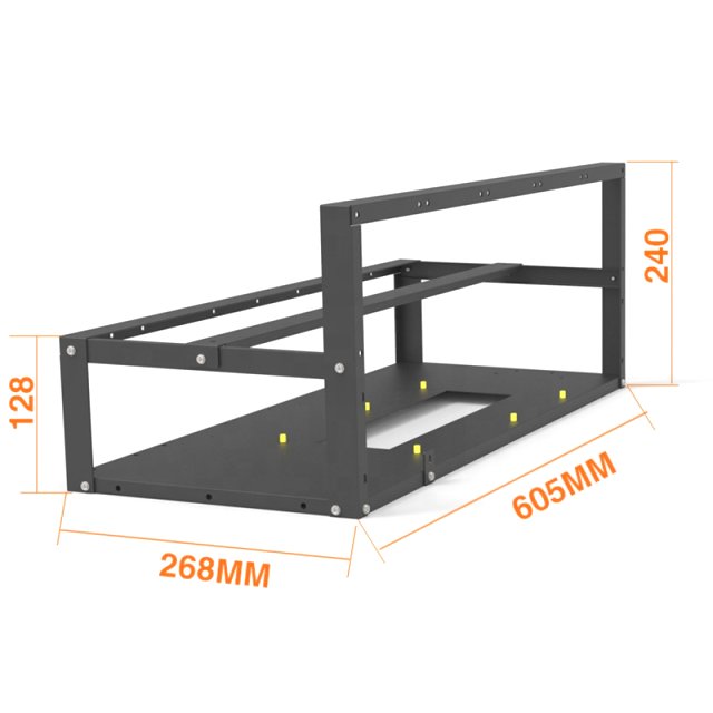 BRAINZAP 8 GPU Open Air Ctypto Mining - Case / Frame / Rig / Bracket / Halterung Metall Schwarz