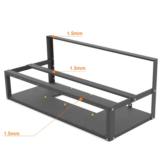 BRAINZAP 8 GPU Open Air Ctypto Mining - Case / Frame / Rig / Bracket / Halterung Metall Schwarz