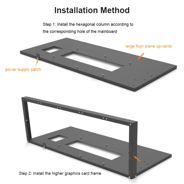 BRAINZAP 8 GPU Open Air Ctypto Mining - Case / Frame / Rig / Bracket / Halterung Metall Schwarz