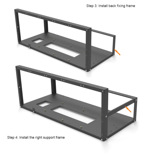 BRAINZAP 8 GPU Open Air Ctypto Mining - Case / Frame / Rig / Bracket / Halterung Metall Schwarz