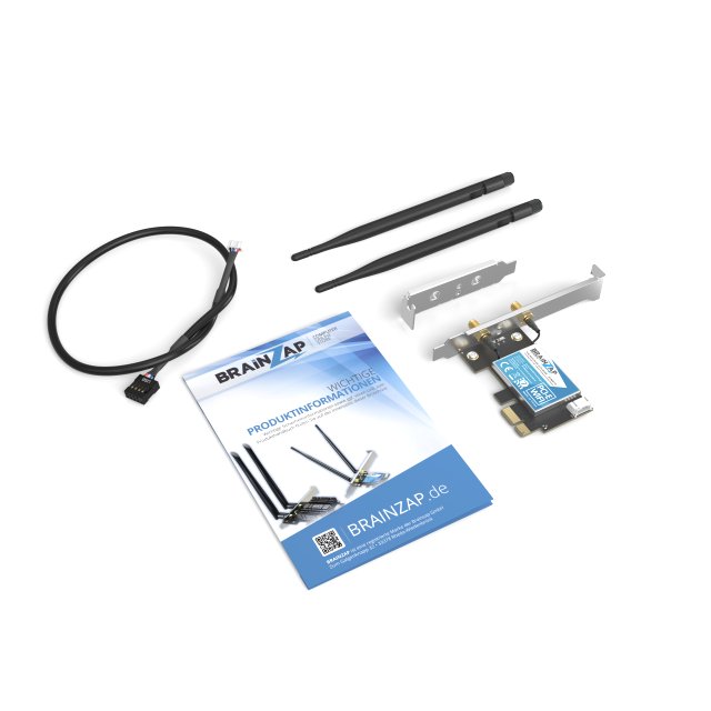 BRAINZAP 8774 Mbit/s PCIe PCI-Express WLAN Karte WiFi 7 2,4/5/6 GHz Tri-Band Intel BE200 Netzwerkkarte PC 802.11ax/ac/a/b/g/n Bluetooth 5.4