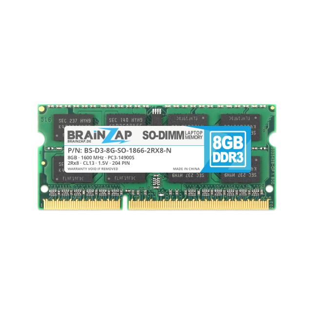 BRAINZAP 8GB DDR3 RAM SO-DIMM PC3-14900S 2Rx8 1600 MHz 1.5V CL13 Notebook Laptop Arbeitsspeicher