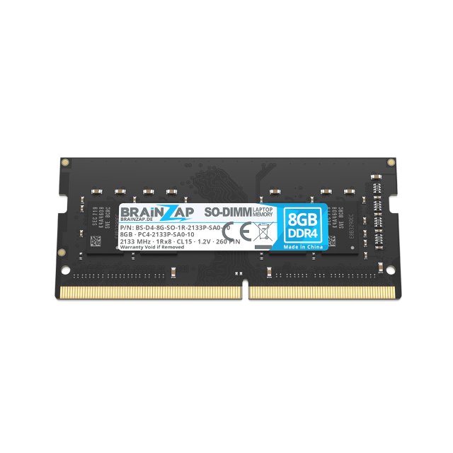 BRAINZAP 8GB DDR4 RAM SO-DIMM PC4-2133P-SA0-10 1Rx8 2133 MHz 1.2V CL15 Notebook Laptop Arbeitsspeicher Unbuffered Non-ECC