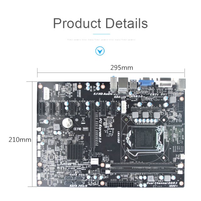 BRAINZAP Intel B85 Crypto Mining Mainboard 8x PCI-Express PCIe Motherboard ATX DDR3