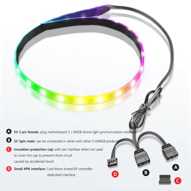 BRAINZAP A-RGB 5V LED-Band Lichband Strip 3-PIN Magnet Aura Sync Asus Asrock MSI