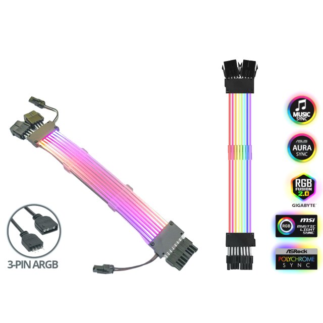 BRAINZAP A-RGB Extension Cable Kabel 6+2 / 8 PIN PCI-E PCI-Express Verlängerung Verlängerungskabel 16AWG 25 cm Aura Asus Asrock MSI Gigabyte