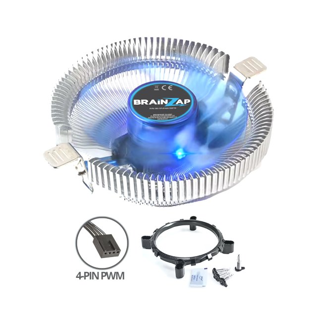 BRAINZAP CPU Kühler 4-PIN PWM 70W TDP Fan Lüfter Prozessor Intel+AMD 1150 1151 1155 1700 AM2 AM3 AM4 Alle Sockel