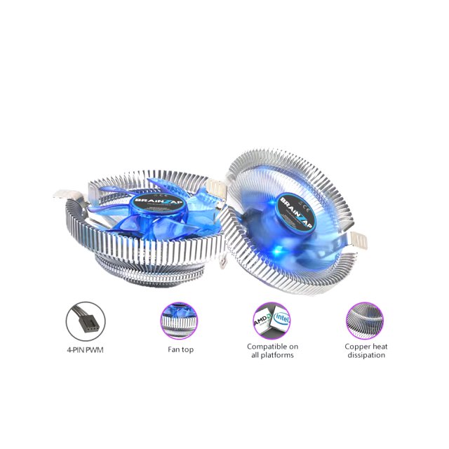 BRAINZAP CPU Kühler 4-PIN PWM 70W TDP Fan Lüfter Prozessor Intel+AMD 1150 1151 1155 1700 AM2 AM3 AM4 Alle Sockel