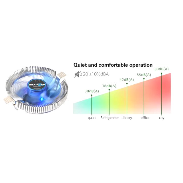 BRAINZAP CPU Kühler 4-PIN PWM 70W TDP Fan Lüfter Prozessor Intel+AMD Alle Sockel