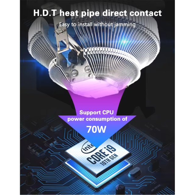 BRAINZAP CPU Kühler 4-PIN PWM 70W TDP Fan Lüfter Prozessor Intel+AMD 1150 1151 1155 1700 AM2 AM3 AM4 Alle Sockel