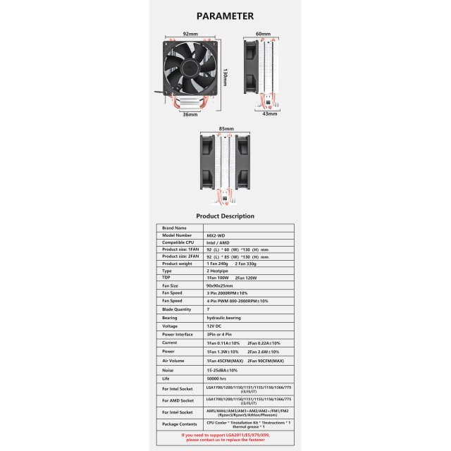 BRAINZAP CPU Kühler 4-PIN PWM 100W TDP Fan Lüfter Intel 1150 1151 1155 1156 1700 AMD AM2 AM3 AM4